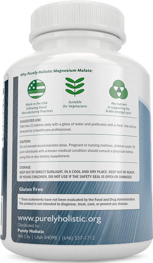 Purely Holistic Magnesium Taurate 400Mg + Magnesium Malate 400Mg - Highly Bioavailable - High Absorption Bundle - 270 + 270 Vegetarian Tablets