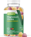 Magnesium Citrate Gummies For Adults & Teens - Maximum Strength 255Mg, Supports Calm Mood, Optimal Relaxation, Muscle Function - Vegan, Gelatin - Tasty Chewable Raspberry & Peach Flavored Gummy
