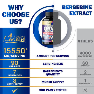7In1 Pure Berberine Capsules 15550Mg - Concentrated With Quercetin, Resveratrol, Grape Seed & More - Supplement For Heart, Body
