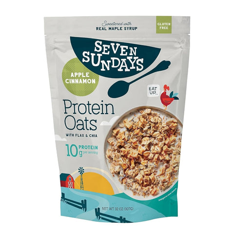 Seven Sundays Protein Oats, Maple Almond, 32 Oz Bag (Pack of 4), Gluten Free, 11g Upcycled Protein, Enjoy Warm, Cool or as Overnight Oats