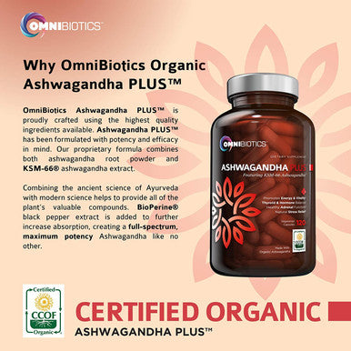 Ashwagandha Organic Capsules Clinical Strength 1300 mg with KSM-66 Ashwagandha Extract - 120 Vegan Capsules - Natural Stress Relief Supplement