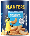 PLANTERS Lightly Salted Cashews, Cashew Halves & Pieces, Plant-Based Protein, 8 Oz Canister, Great Party Snack