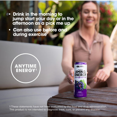 Optimum Nutrition Amino Energy Drink Plus Electrolytes For Hydration Caffeine For Pre-Workout Energy Amino Acids/Bcaas For Post-Workout Recovery
