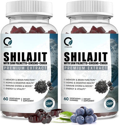Himalayan Shilajit Gummies With 85+ Trace Minerals & Fulvic Acid For Energy, Immune, Cognitive Support High Potency Pure Natural Shilajit Supplement For Men & Women 60 Gummies (2 Packs)