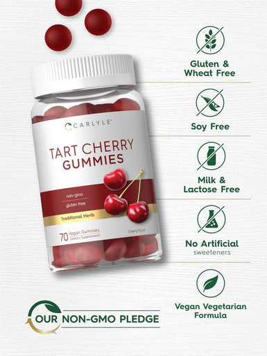 Carlyle Tart Cherry Gummies | 2000mg | 70 Count | Cherry Flavor | Vegan Non-GMO and Gluten Formula