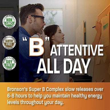 BRONSON Vitamin B Complex Sustained Release - 100 Tablets - Contains All B Vitamins 100