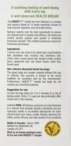 Nutripur Digest-T Herbal Tea, 20 tea bags