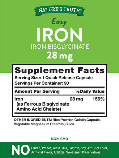 Nature's Truth Easy Iron 28Mg, 90 Count