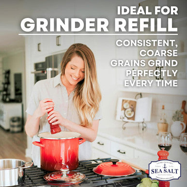Sea Salt Superstore Coarse Sea Salt for Grinder Refill Coarse Grain her Salt Non-Iodized Coarse Salt for Cooking Mineral-Rich Unrefined Baja Salt 14 oz Bag