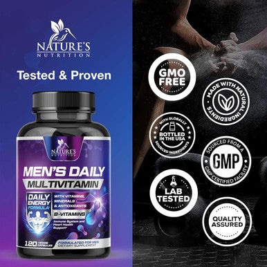 Nature'S Nutrition Multivitamin for Men - Mens Multivitamins for Daily Nutritional Support Men's Multivitamin with Vitamin A C D E B12 Zinc & More Immune Health & Energy Support Vitamins Supplement - 120 Capsules