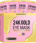 Komoko 25-Pairs 24K Gold Under Eye Patches Skin Care Golden Under Eye Mask Anti-Aging Collagen & Amino Acid Eye Mask For Removing Dark Circles Puffiness And Wrinkles Refresh Your Under Eye Skin