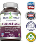Amazing Nutrition Grapeseed Extract - 100Mg Grape Seed Capsules Rich In Resveratrol - Easier To Swallow 120 Capsules (Non Gmo,Gluten Free) Standardized To Contain Polyphenols - Supports Immune Health,