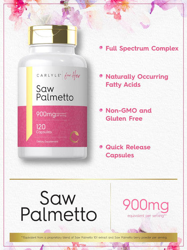 Carlyle Saw Palmetto for Women 900mg | 120 Capsules | Full Spectrum Complex | Non-GMO Gluten Supplement | for Her