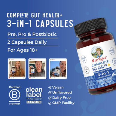Maryruth Organics 3-in-1 Probiotics for Complete Gut Health | Gut Health Supplement for Women & Men | Probiotic for Digestion & Immune Support | 50 Billion CFU | 30 Count