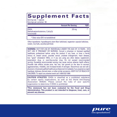 Pure Encapsulations Dhea 25 Mg Supplement 60 Capsules