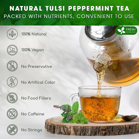 FreshDrinkUS, Premium 50 Mulberry Leaf Tea Bags, 100% Natural & Pure from Mulberry Leaves. Herbal Tea. Made with Natural Material Tea Bags. No Sugar, No Caffeine, No Gluten, Vegan.