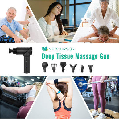 Medcursor Massage Gun, High Intensity Brushless Motor, Muscle Massage Gun Deep Tissue For Athletes With 6 Massage Heads, Electric Percussion Massager For Any Pain Relief, Gifts For Father/Dad (Black)