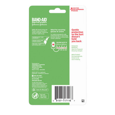 Band-Aid Brand Of First Aid Products Hurt-Free Medical Adhesive Paper Tape For Wound Care, Secure Bandages, Gauze & Wound Dressings, Easy Tear, Non-Irritating, 1 Inch By 10 Yards, 2 Ct