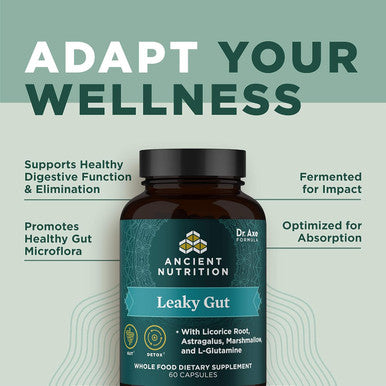 Gut Health Supplement By Ancient Nutrition Leaky Gut Capsules, 60Ctformulated With Licorice Root, Astragalus, Marshmallow, And L-Glutamine, Gluten , Paleo And Keto Friendly, 60 Ct