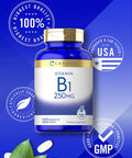 Carlyle Vitamin B1 | 250mg | 120 Caplets | Thiamin Mononitrate | Vegetarian, Non-GMO, and Gluten Free Supplement