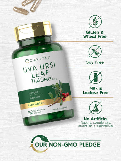 Carlyle Uva Ursi Capsules | 1400Mg | 150 Count | Herbal Leaf Extract | Non-Gmo | Gluten Free Supplement