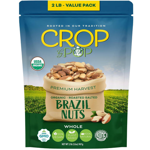 NUT CRAVINGS - Brazil Nuts Roasted & Salted - No Shell, Whole (16oz - 1 LB) Packed Fresh in Resealable Bag - Healthy Protein Food Snack, Food Assortments