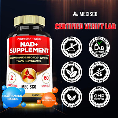 2In1 1200Mg Nad+ Supplement With Nicotinamide Riboside & Resveratrol - Cellular Production & Repair, Vitality, Healthy Aging - 60 Capsules For 30 Days