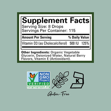ChildLife Essentials Vitamin D3 - Vitamin D Drops for Kids Supports Immune Respiratory Heart & Bone Health 1 Fl. Oz Bottle (Pack of 3)