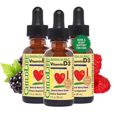 ChildLife Essentials Vitamin D3 - Vitamin D Drops for Kids Supports Immune Respiratory Heart & Bone Health 1 Fl. Oz Bottle (Pack of 3)
