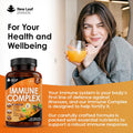 Vitamin D Tablets - Immune Booster Complex - Enriched With Immune System Vitamins C, D, B12, Zinc, Turmeric & Elderberry - Immune Support Made In The Uk Immunity Booster By Leaf 120 Tablets