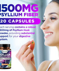 Built Nature Psyllium Husk Capsules 1500Mg - Fiber Supplement - Natural Soluble Fiber Pills With Psyllium Husk Powder - Supports Digestive Gut And Colon Health - Non-Gmo, Gluten-Free, Vegan - 120 Capsules