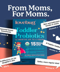 Lovebug Award Winning Probiotics Constipation and Stomach Discomfort Softer Bowel Movements Easy-to-Take Powder Ages 12 Months to 4 Years 60 Packets