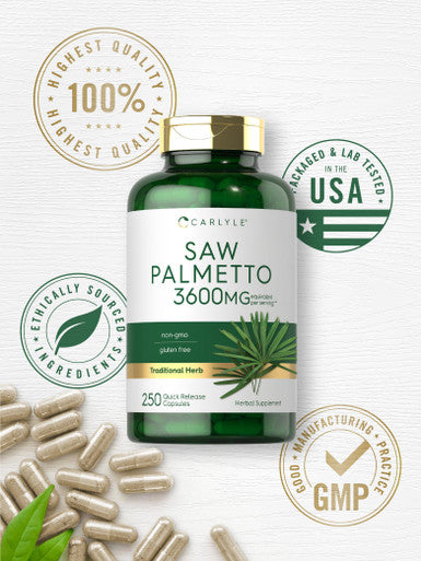 Carlyle Saw Palmetto Extract | 3600Mg | 250 Capsules | Non-Gmo And Gluten Free Formula From Saw Palmetto Berries