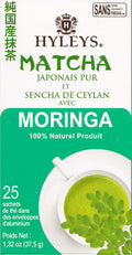 Hyleys Matcha Tea Bags with Moringa Oleifera - 25 Tea Bags (Japanese Pure Matcha Wellness Green Tea)