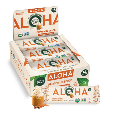 Aloha Organic Plant Based Protein Bars Chocolate Chip Cookie Dough, 1.98 Oz,(Pack of 12)