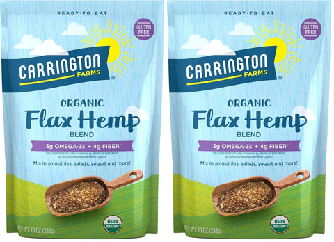 Carrington Farms Organic Flax Hemp Blend 10 oz - Milled Flaxseed & Hemp Seeds for Smoothies, Oatmeal, Yogurt & Baking | Omega-3, Fiber & Complete Plant Protein | Vegan, Non-GMO