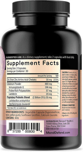 Mend Defend GutWell Pro 60 Capsules Probiotic Immunity and Gut Health Adult Supplement
