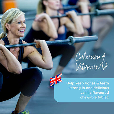 Healthspan Calcium & Vitamin D (240 Chewable Tablets) | High Strength Pure Calcium Supplement | Natural Source of Vitamin D3 | Added Vitamin K for Bone Health | Vanilla | Vegetarian