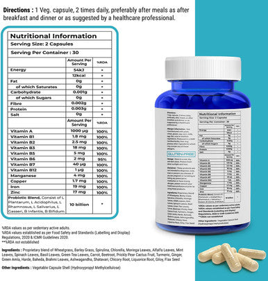 Biovitalia Multivitamins + Probiotics Dietary Supplement For Men & Women Immunity Booster Helps Improve Digestion And Absorption Of Nutrients - 60 Veg Cap