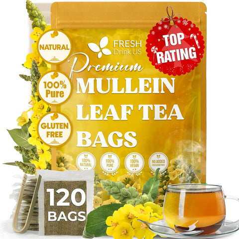 FreshDrinkUS, Premium 120 Mulberry Leaf Tea Bags, 100% Natural & Pure from Mulberry Leaves. Loose Leaf Herbal Tea. Made with Natural Material Tea Bags. No Sugar, No Caffeine, No Gluten, Vegan.
