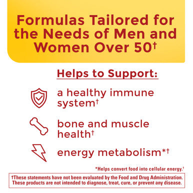 Nature Made Multivitamin 50+ His and Hers Combo Pack Mens And Womens Multivitamin With Vitamin C Vitamin D3 B Vitamins Zinc and More Two Multivitamin Bottles 90 count