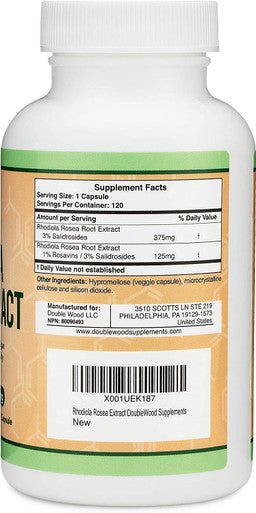 Rhodiola Rosea Supplement 500mg 120 Vegan Capsules Manufactured and Tested in The USA 3 Salidrosides 1 Rosavins Extract for Calming and Motivation by Double Wood Supplements