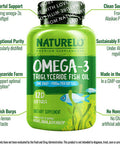 NATURELO Omega-3 Fish Oil Supplement - EPA + DHA - 1100 mg Triglyceride Omega-3 per Gel - One A Day - for Heart, Eye, Brain, Joint Health - No Burps - Lemon Flavor - 120 Softgels | 4 Month Supply