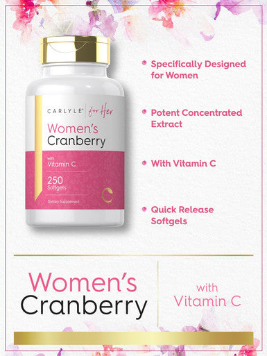 Carlyle Cranberry Pills for Women | 250 Softgels | Supplement with Vitamin C | Non-GMO Gluten | for Her