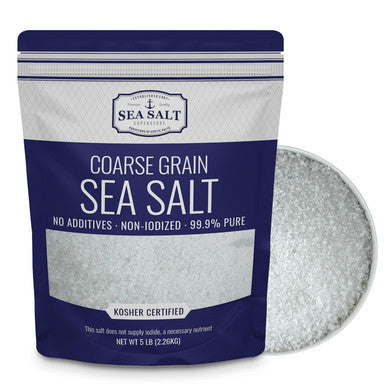 Sea Salt Superstore Coarse Sea Salt for Grinder Refill Coarse Grain her Salt Non-Iodized Coarse Salt for Cooking Mineral-Rich Unrefined Baja Salt 5 lb Bag