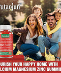 High Absorption Calcium Magnesium Zinc Gummies, Sugar Calcium Magnesium Zinc Supplement With D3 Bone & Teeth Strength Muscle & Nerve Function Vegan Raspberry Flavor 2 Pack