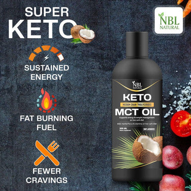 Nbl Natural NBL NATURAL Organic MCT Oil from Coconut (300ml) - Keto Fuel for Brain & Body - Unflavored Vegetarian Gluten & Dairy - Premium Coconut Oil for Mental Energy Support Dietary Supplement