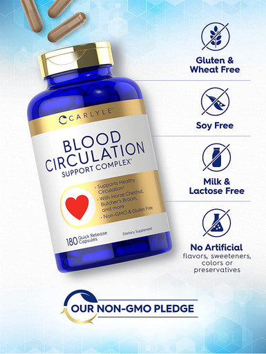 Blood Circulation Supplement | 180 Capsules | Supports Healthy Circulation | Non-Gmo, Gluten Free | By Carlyle