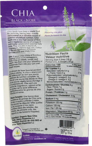 Ecoideas Organic Black Chia Seeds, 227g
