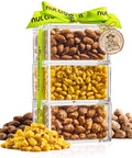 NUT CRAVINGS - Purim Mishloach Manot Dried Fruit & Mixed Nuts Gift Basket, Green Tower + Ribbon (12 Assortments) Ramadan Gifts Food Arrangement, Healthy Snack Care Package, Kosher